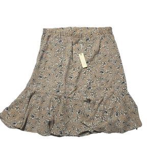 Max Studio Floral ruffle mini skirt Cottage core women's size small beige cream